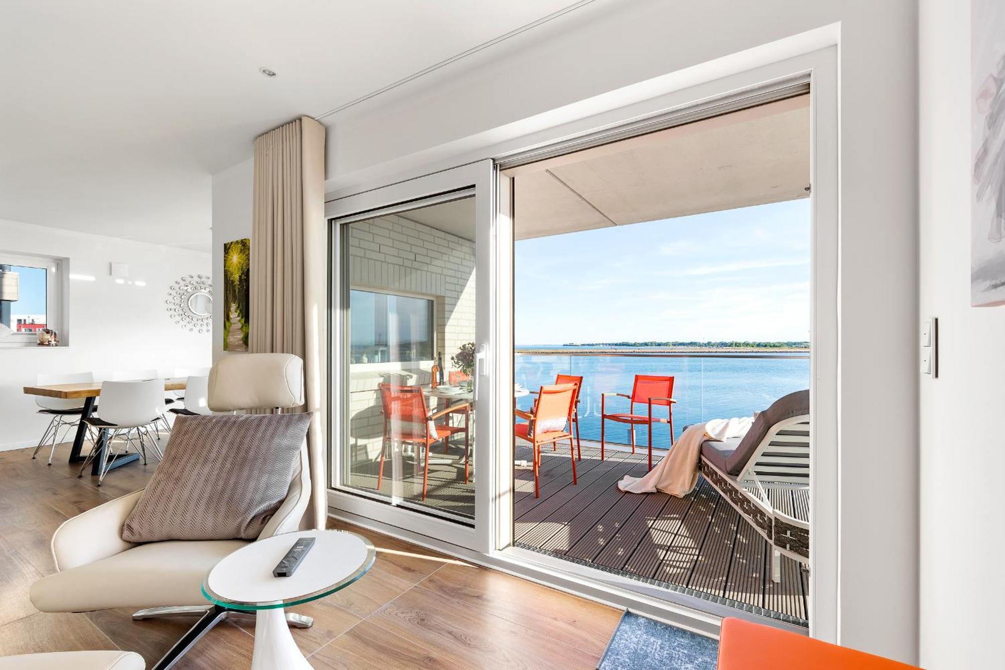 Horizont- Direkt Am Wasser, Hafenblick, Fahrstuhl, Sauna, Ueberdachter Balkon Olpenitz Exterior photo