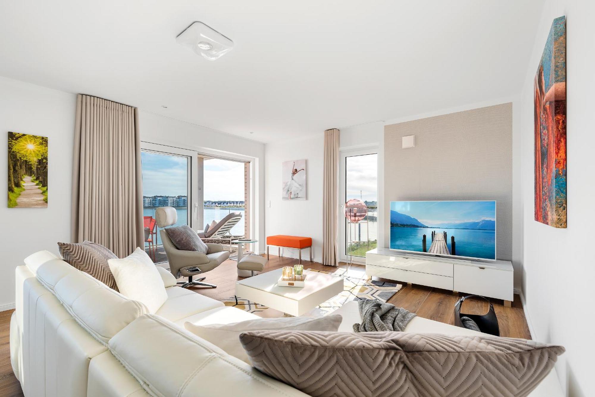 Horizont- Direkt Am Wasser, Hafenblick, Fahrstuhl, Sauna, Ueberdachter Balkon Olpenitz Exterior photo